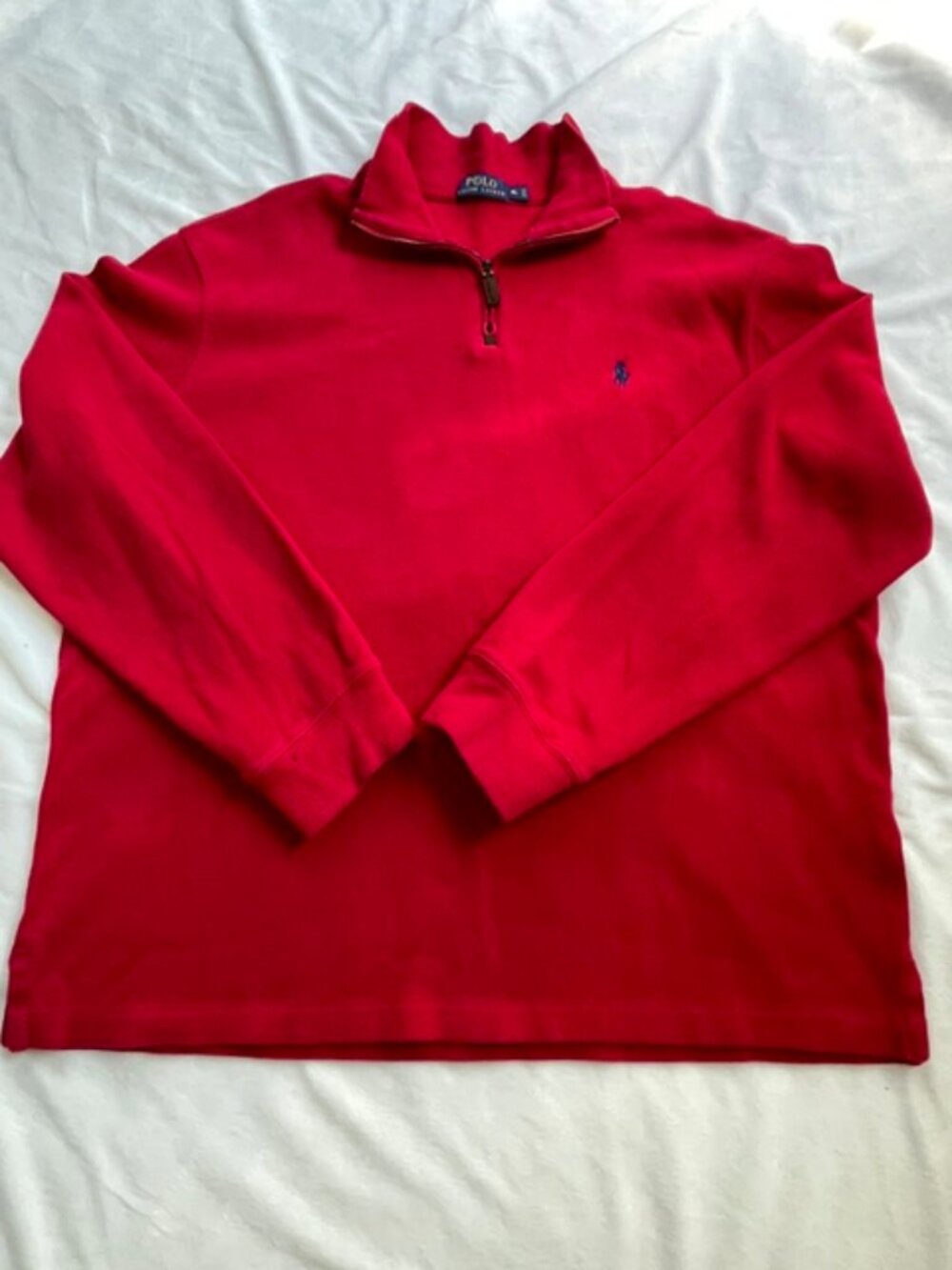 Polo Ralph Lauren Men's Quarter-Zip Pullover Cotton Sweatshirts, Red, Size XL